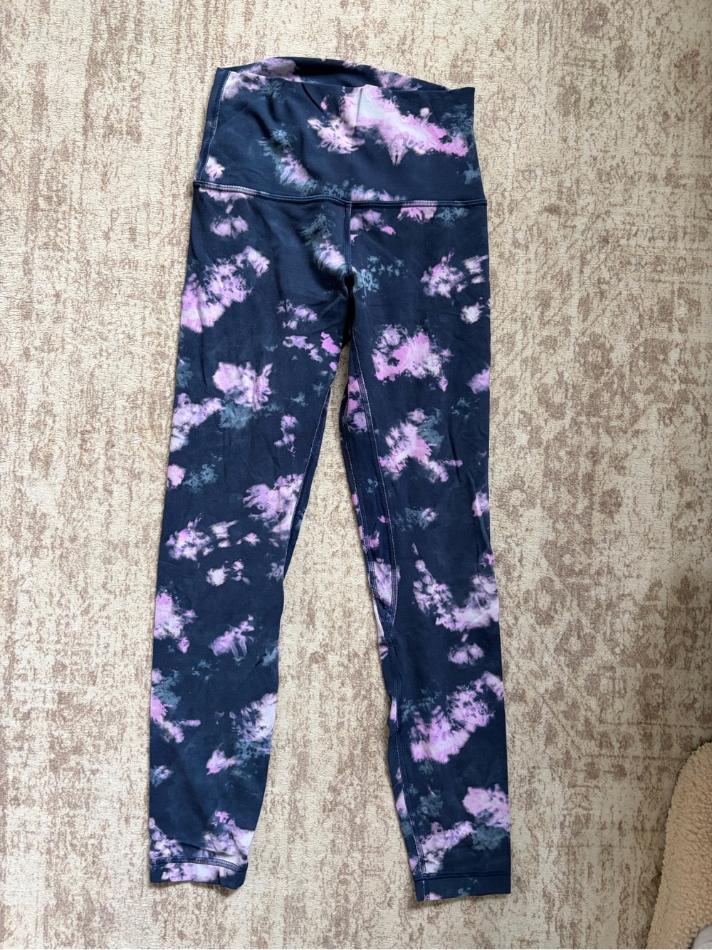 Lululemon Blue and Pink Tie-Dye High-Waist Leggings